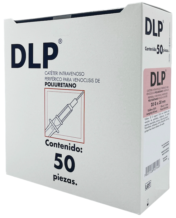 Catéter para venoclisis de Fluoropolímeros Radiopaco Longitud: 28-34 mm Calibre: 20 G Envase con 50 piezas DLP