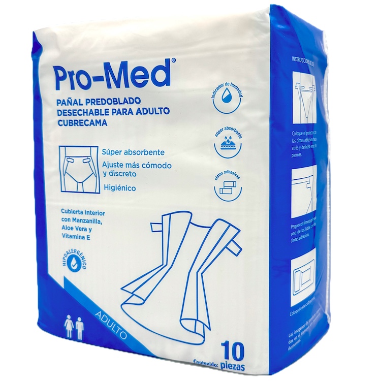 Pañal Desechable Predoblado Cubrecama Para Adulto Bolsa Con 10 Pro-Med