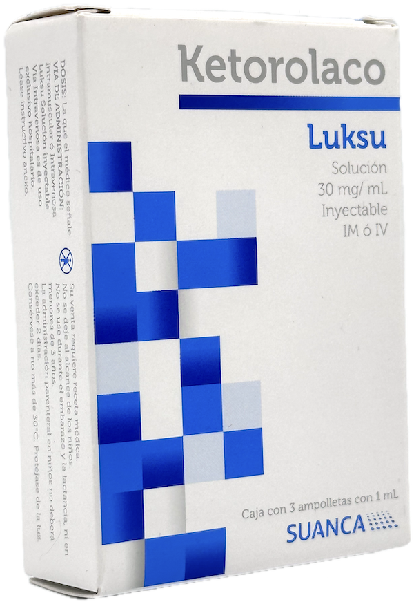 Ketorolaco caja 3 ampolletas 1 ml solución de 30 mg IM