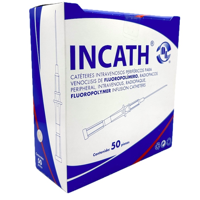 Catéter para venoclisis de Fluoropolímeros Radiopaco Longitud: 23-27 mm Calibre: 22 G Envase con 50 piezas INCATH 