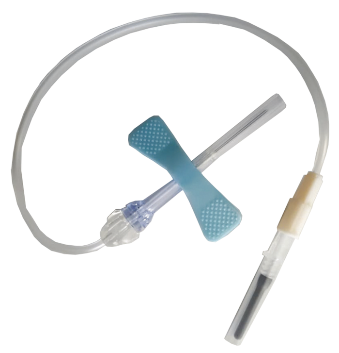 Equipo Alado (Mariposa)  23G x 3/4" (0.64 x 19 mm). Longitud del tubo 12" (30cm). Azul. Pieza