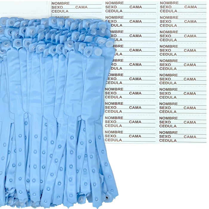 Brazaletes para identificación Infantil color azul. Envase con 100 piezas. IDBRAQ