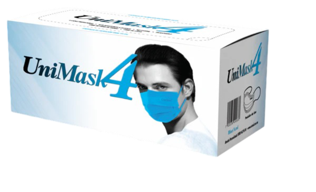 Cubrebocas triple plizado con ajuste nasal. Caja con 50 Piezas UniMask Blanco UNISEAL
