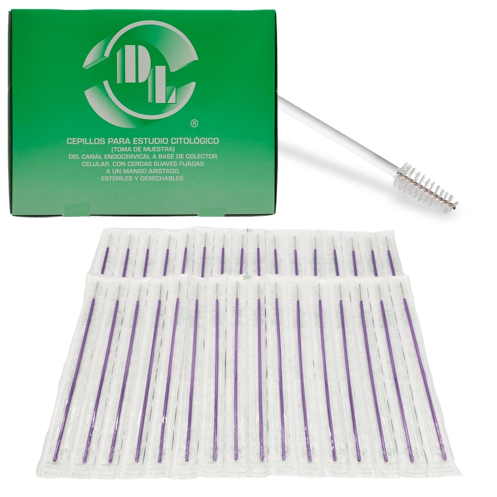 Cepillo para estudio citológico, cerdas suaves, estéril. Pieza