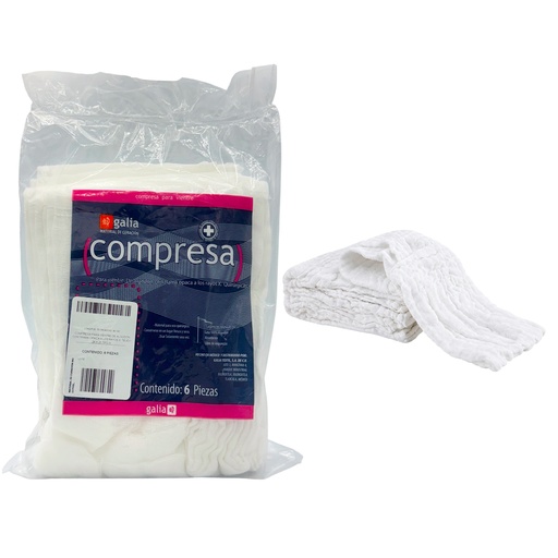 Compresa no estéril para vientre de algodón con trama opaca a los rayos X, de 45cm X 70cm 6 piezas