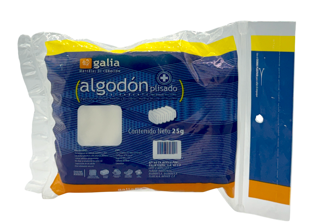Algodón plisado, absorbente. 25g. 