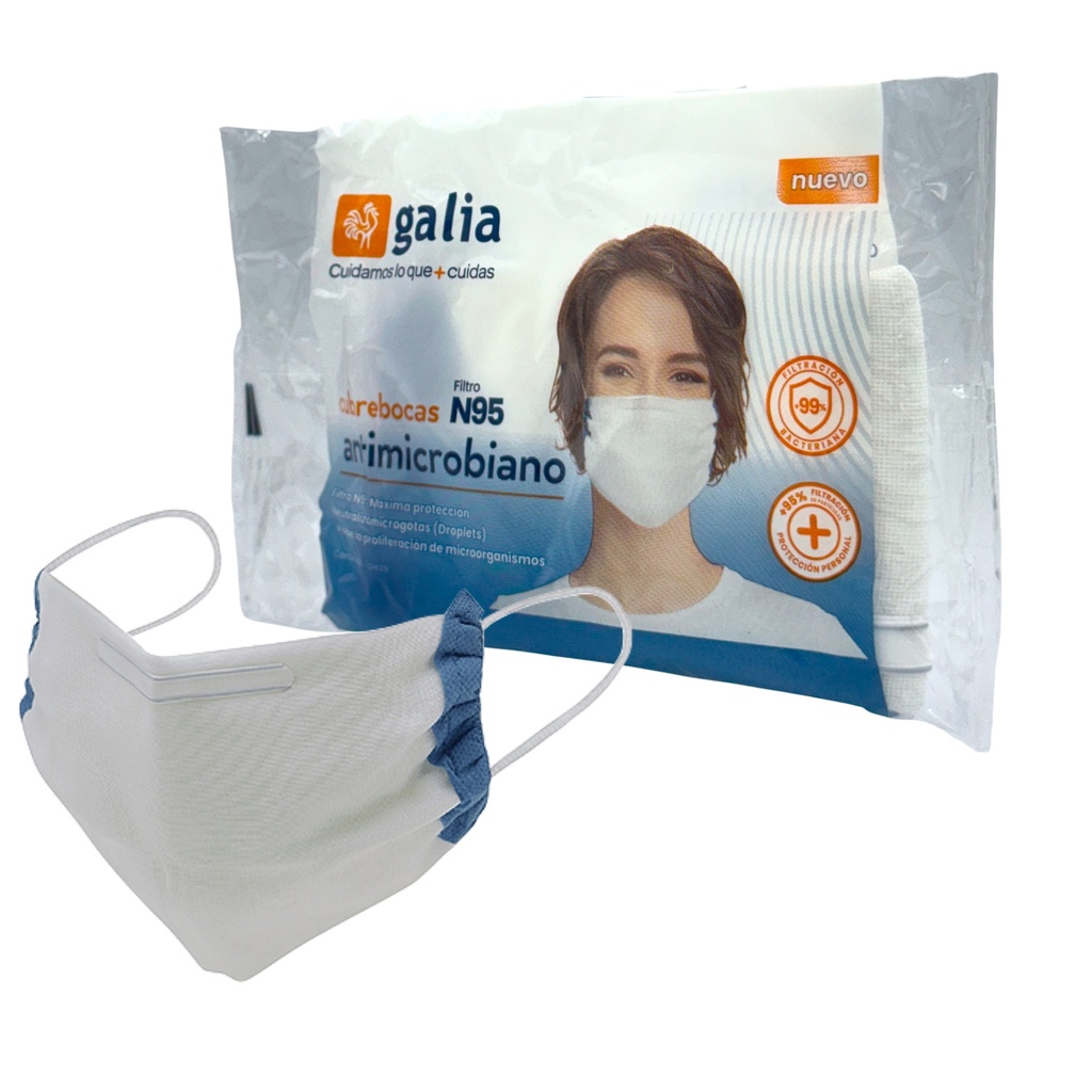 Cubreboca N95 Antimicrobiano. Paquete con 20 piezas