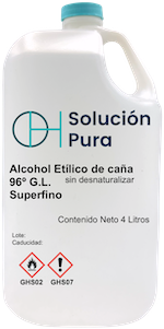 Alcohol Etílico 96° ALC. Sin desnaturalizar 4 Litros