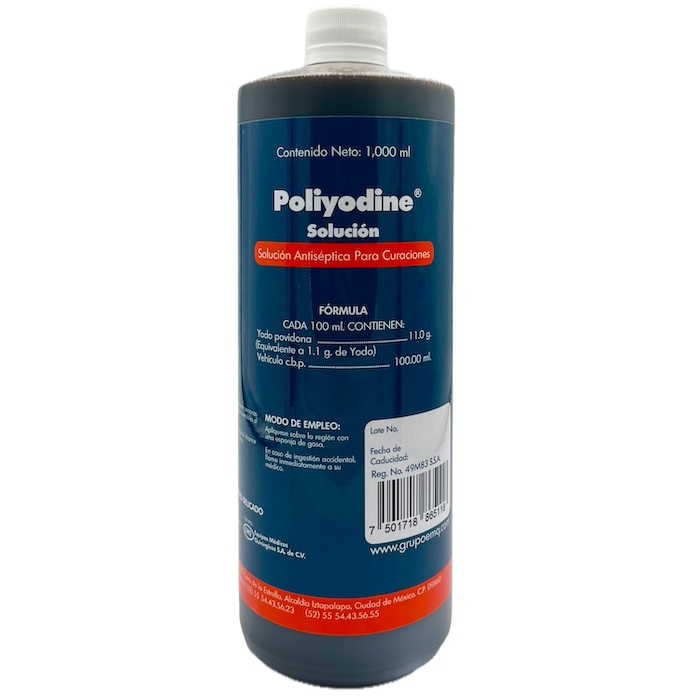 Antiséptico Iodopovidona solución 1 Litro Poliyodine