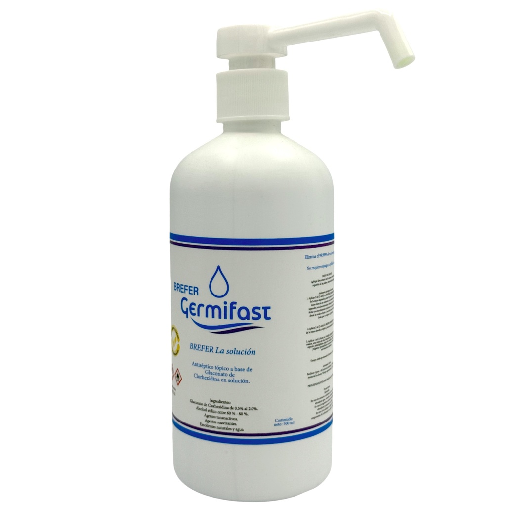 Antiséptico gluconato de clorhexidina y alcohol etílico 500 ml.