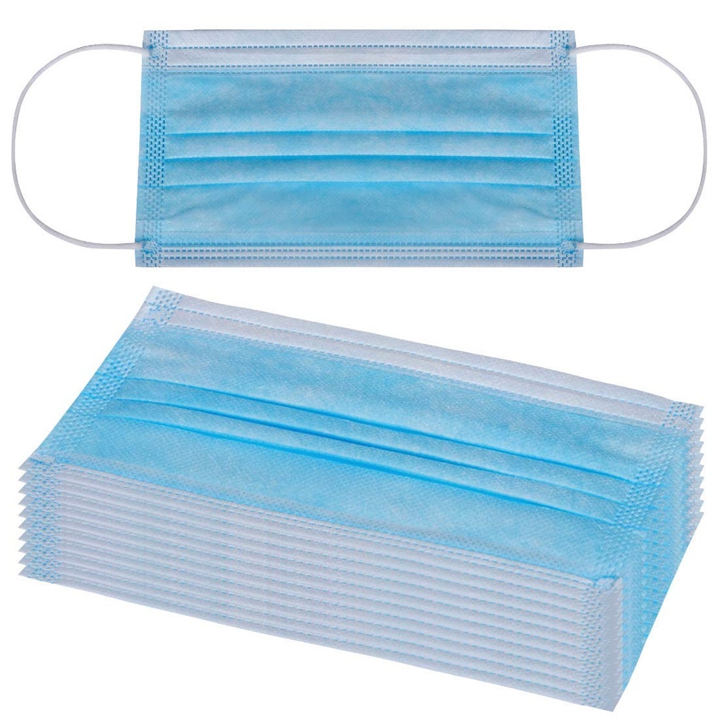 Cubrebocas Triple Plisado Con Ajuste A La Nariz Y Ajuste Elastico Retroauricular. Caja con 50 piezas.