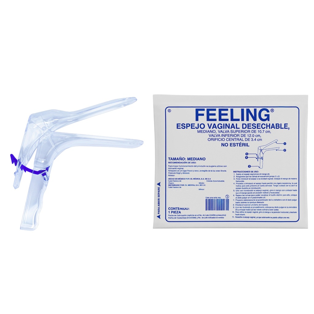 Espejo vaginal desechable mediano. Pieza