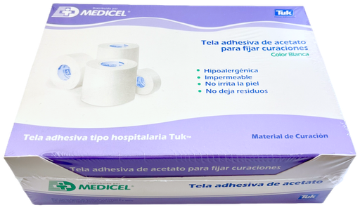 [060.869.0103 tuk] Telas adhesivas de acetato medidas 1.25 cm x 10 mts. caja con 24 piezas.