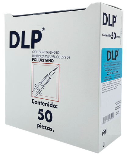 [CATDLP P22G23-27 (060.168.6686)] Catéter para venoclisis de Fluoropolímeros Radiopaco Longitud: 23-27 mm Calibre: 22 G Envase con 50 piezas DLP