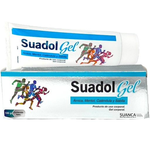 [1501-029] Suadol Gel corporal con extracto de árnica, Mentol, Calendula y Sábila. Tubo 100 gr.