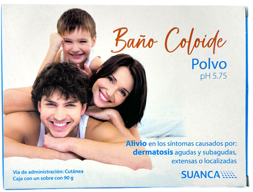 [010.000.0801 (1500-059)] Baño coloide (harina de soya) 965 mg polividona 20 mg Polvo pH 5.75 Caja con 1 sobre con 90 gr