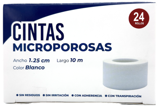 [060.203.0306 (MC-01-3011)] Cinta Microporosa de tela no tejida 1.25 cm x 10 mts. Caja con 24 Piezas   CODIFARMA