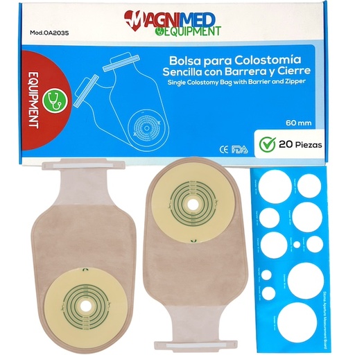 [060.125. 0582 (OA2035)] Bolsa para ileostomía o colostomía adulto. Caja con 20 piezas MAGNIMED