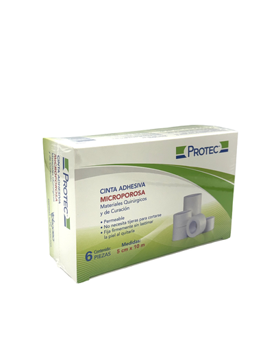 [060.203.0363 (0512370)] Cinta Microporosa de tela no tejida 5 cm x 10 mts. Caja con 6 Piezas PROTEC