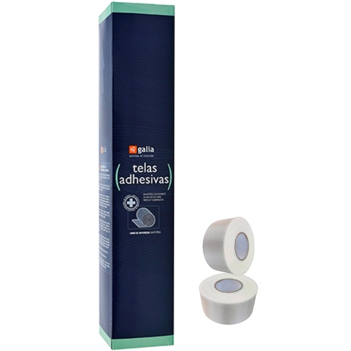 [GT00786 (060.869.0152)] Telas adhesivas de acetato medidas 2.5 cm x 10 mts. Caja con 12 piezas. GALIA
