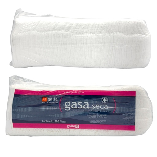 [GT00333] Gasa no esterilizada 10cmX10cm Tipo VII 12 Capas Tejido Plano 20X12. Paquete con 200 GALIA
