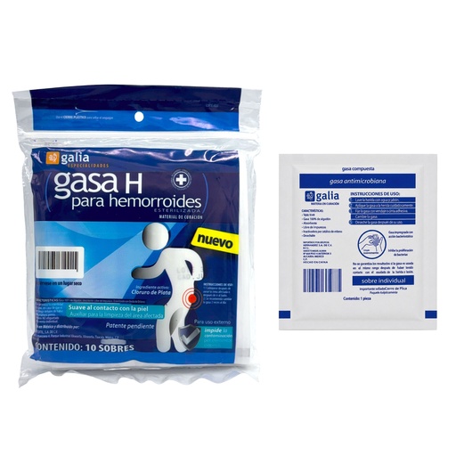 [GT03961] Gasa con cloruro de plata, esterilizada de 10cm X 10cm Antimicrobiana. Bolsa con 10 sobres 