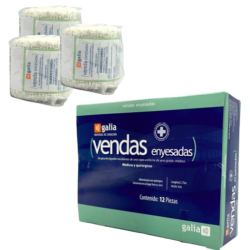 [GT00940 (060.953.0456)] Venda Enyesada Algodón 5cm X 2.75m. Bolsa con 12 piezas. GALIA