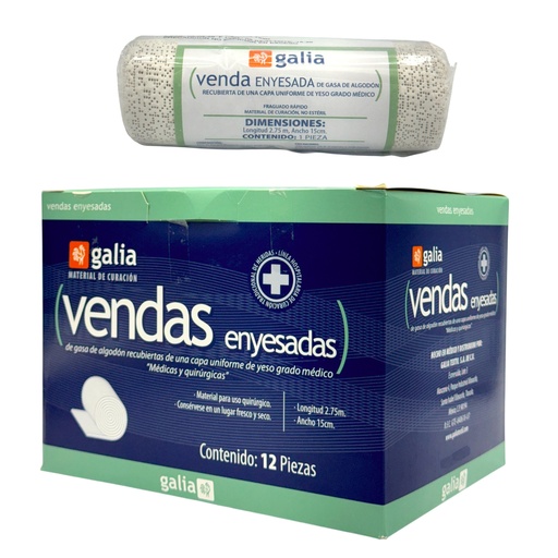 [GT00957 (060.953.0571)] Venda Enyesada Algodón 15cm X 2.75m. Bolsa con 12 piezas. GALIA 