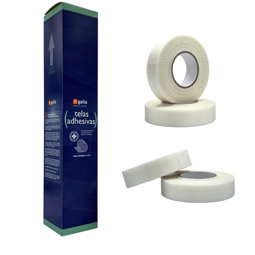 [060.869.0103 (GT00777)] Telas adhesivas de acetato medidas 1.25 cm x 10 mts. Caja con 24 piezas. GALIA 
