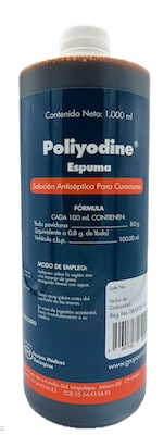 [YOD-ESP-1L] Antiséptico Iodopovidona espuma 1 Litro Poliyodine. 