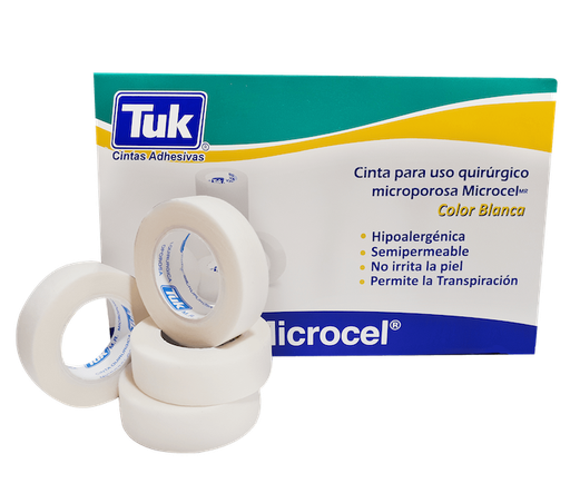 [060.203.0306 tuk] Cinta Microporosa de tela no tejida 1.25 cm x 10 mts. Caja con 24