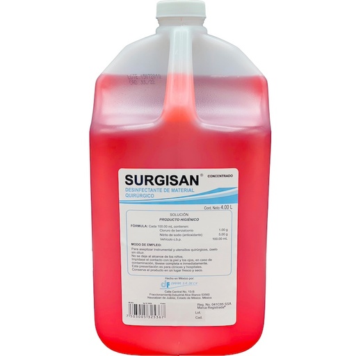 [CON-4L] Desinfectante Concentrado Cloruro Benzalconio 4L (rojo)