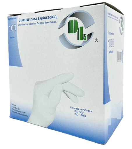 [060.456.0409 (GEXESTGDEB)] Guantes de látex para exploración, ambidiestro estériles, grande. Caja con 100 piezas.