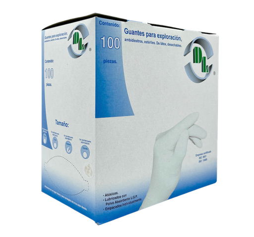 [060.456.0391 (GEXESTMEDB)] Guantes de látex para exploración, ambidiestro estériles, mediano. Caja con 100 piezas.
