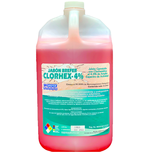 [CLORHEX4%-4L] Jabón Quirúrgico con Gluconato de Clorhexidina 4%. Envase 4 Litros