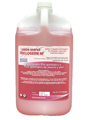 [060.066.0914] Jabón antiséptico quirúrgico con triclosan Envase 4 L. TRICLOGERM