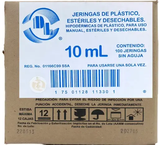 [060.550.0446 (J10P)] Jeringas 10 ml sin aguja. Caja con 100 piezas.