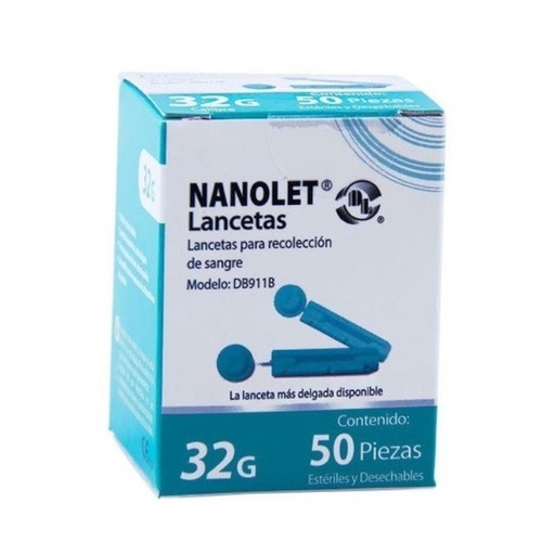 [NANOLET32GDL] Lancetas para Glucómetros Nanolet, Caple Con 50 piezas